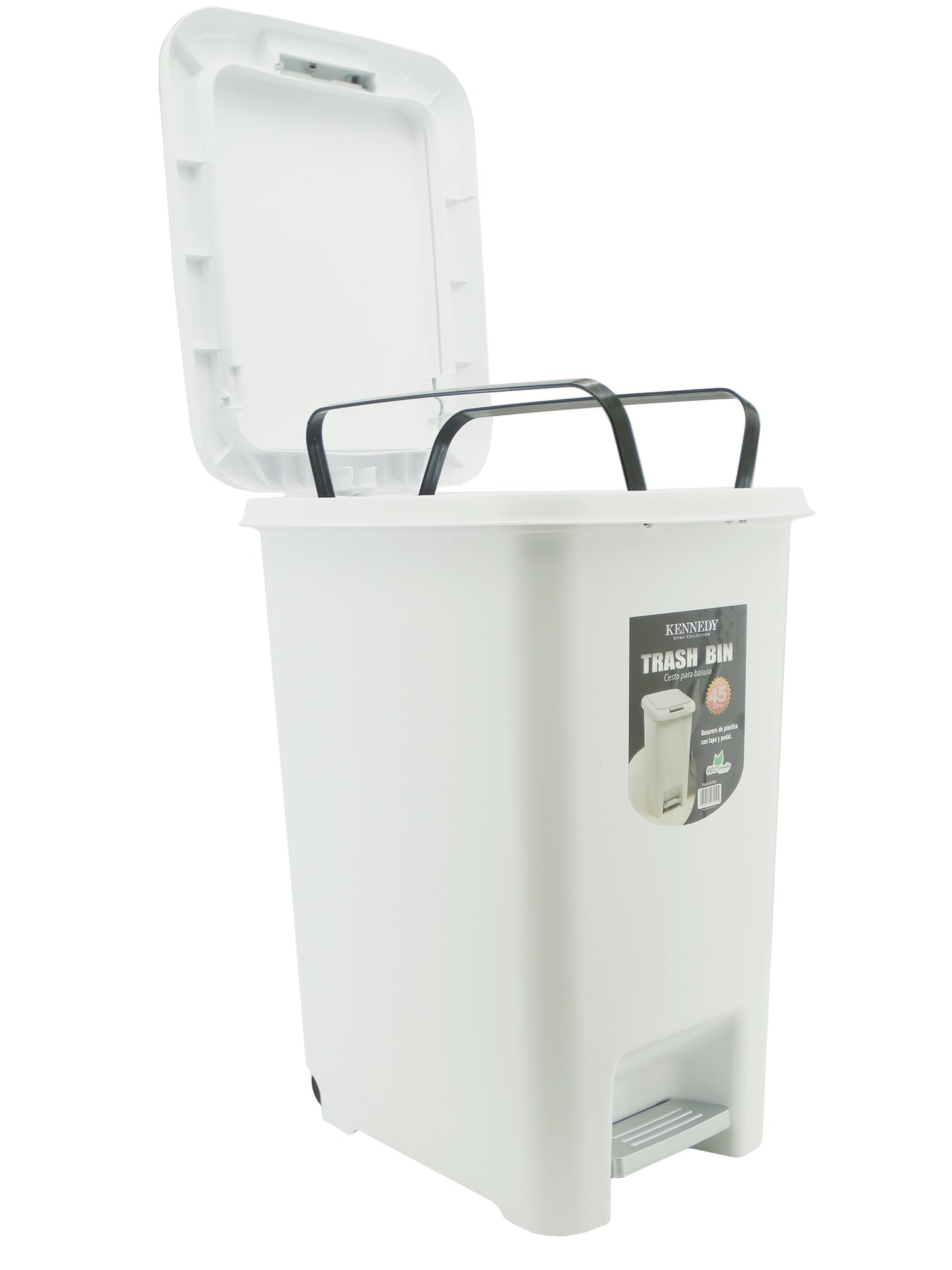 603450, Kennedy Home - 45L Push, Pedal Waste Bin With Wheel