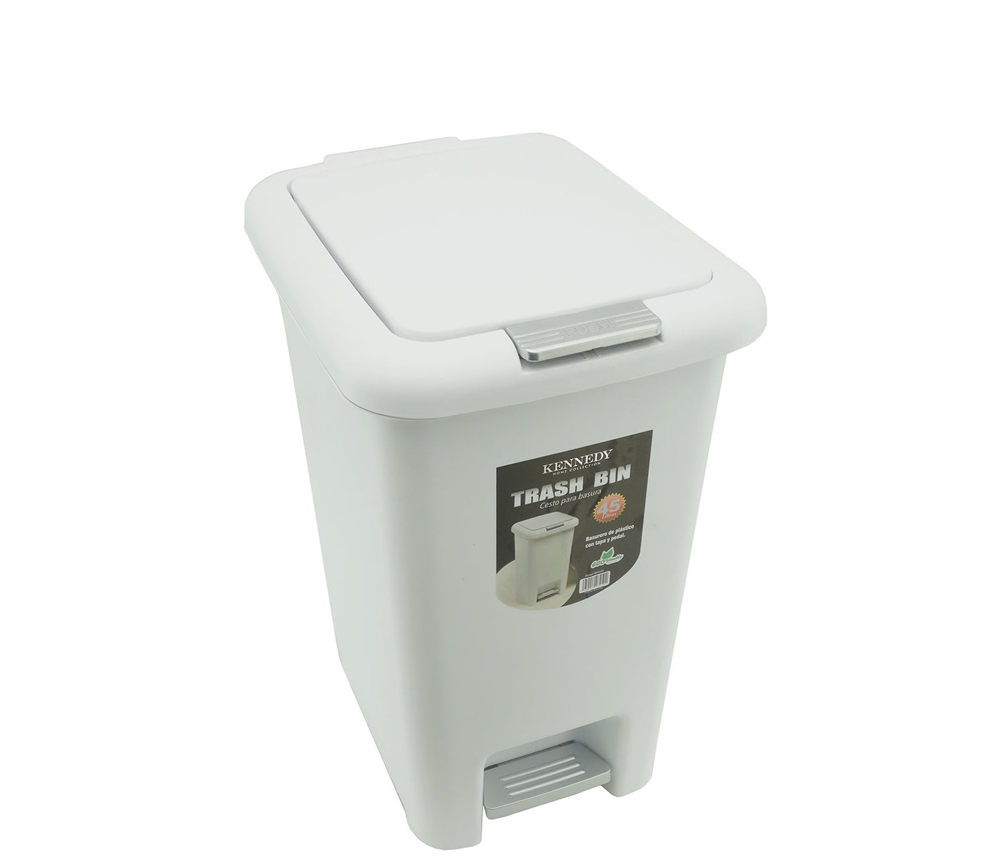 603450, Kennedy Home - 45L Push, Pedal Waste Bin With Wheel