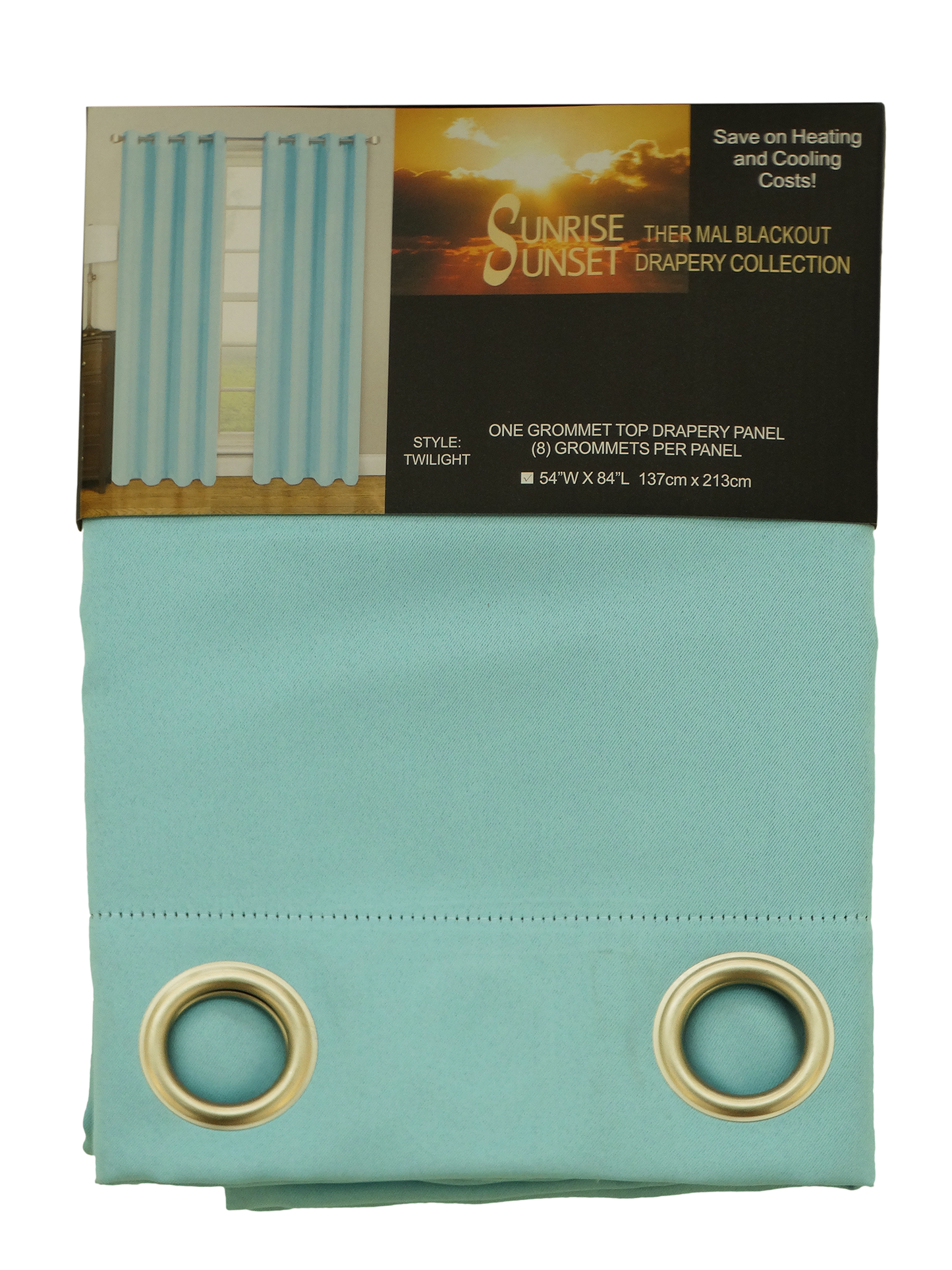 853797,Sunrise Sunset - Twilight Window Curtain 54"X84" Turquoise