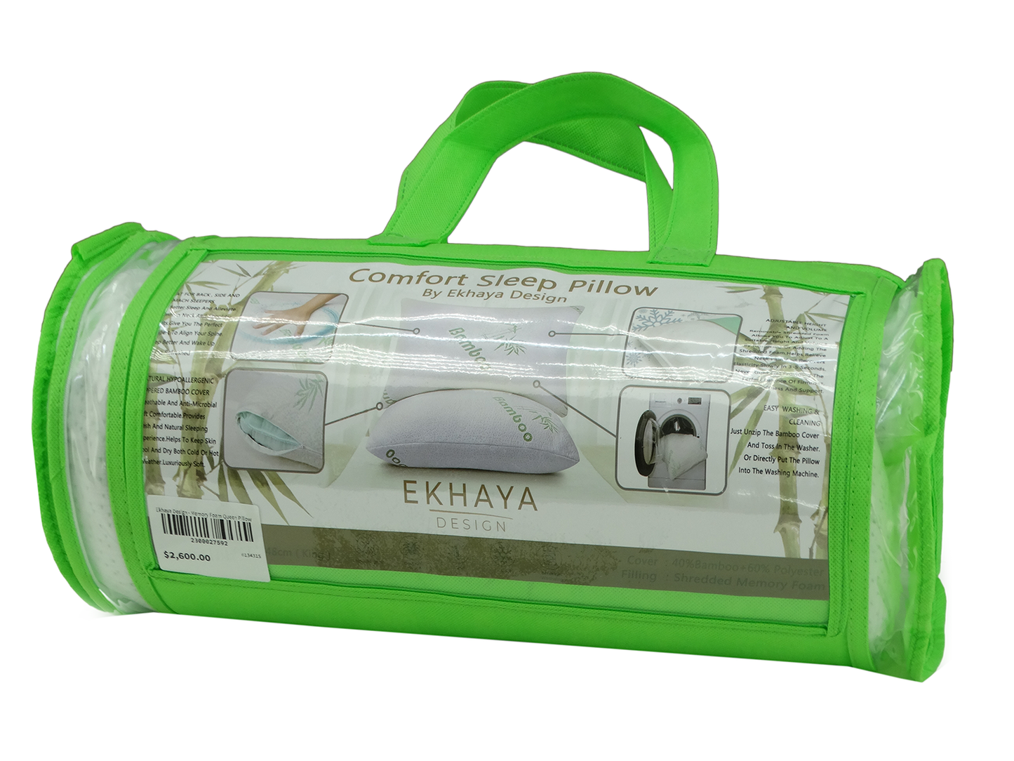 613431B,  Design - Memory Foam Bamboo King Pillow