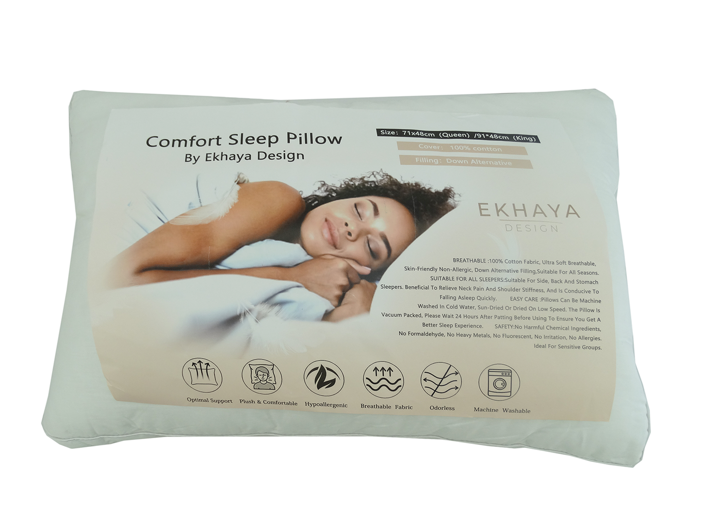 613432B, Ekhaya - King Cotton Pillow w/ Polyester Filling