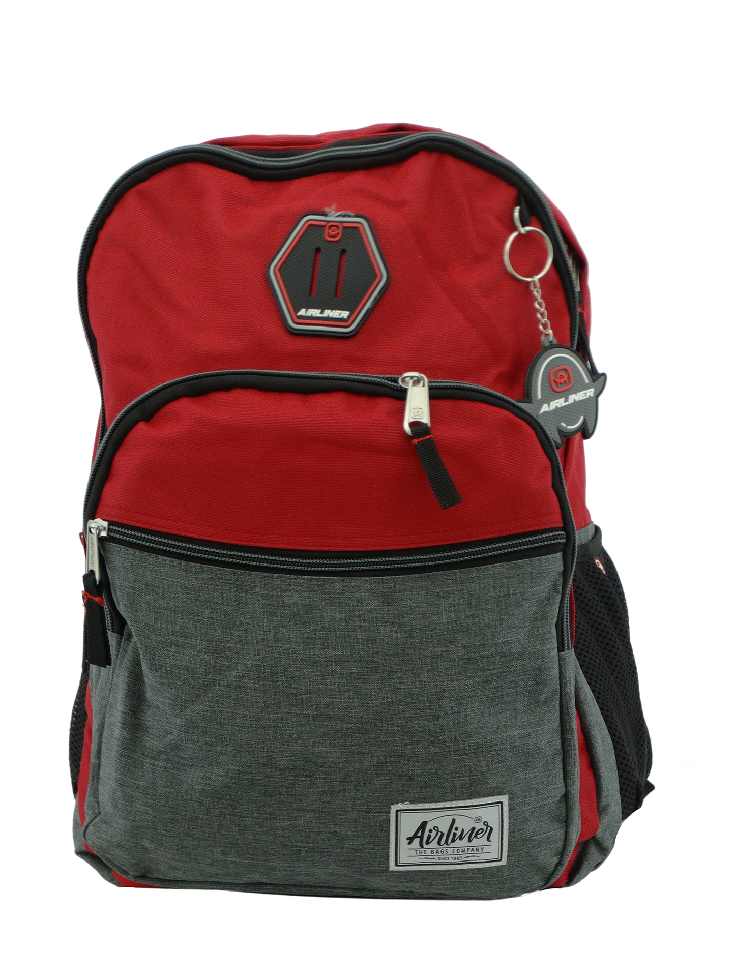 667966, Airliner, Backpack w/Laptop Sleeve - Red/Grey