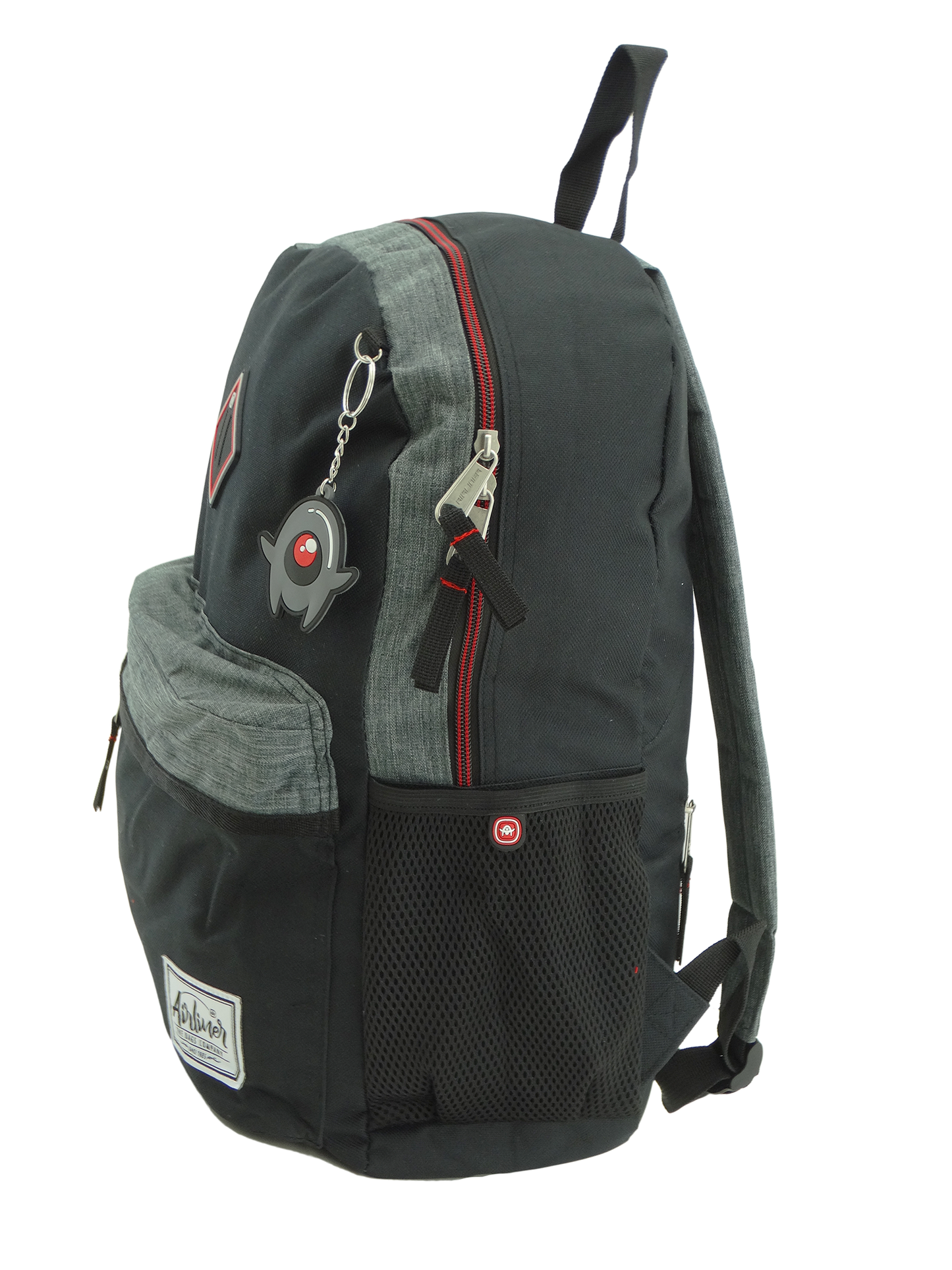 668161, Airliner, Backpack w/Laptop Sleeve - Black/Grey