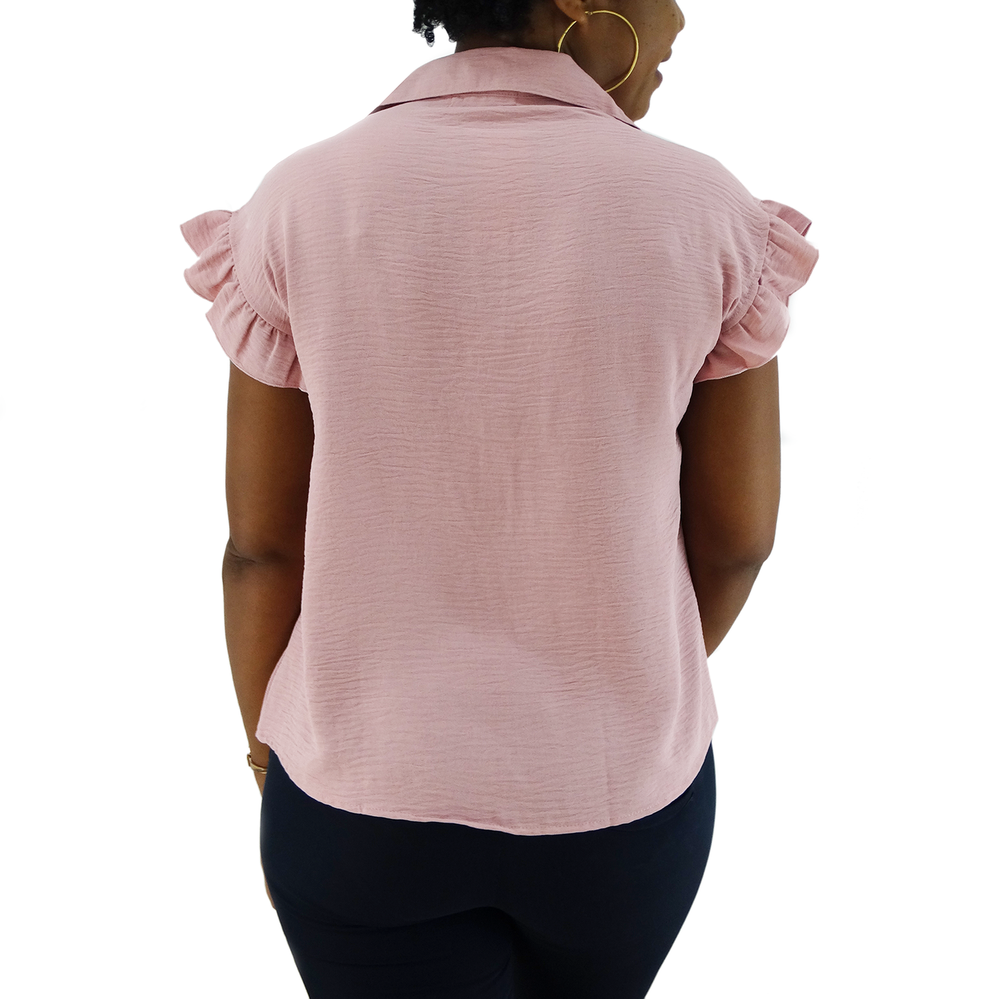 6928, Jon & Anna Women's Ruffle Sleeves Button Down Shirt - S-XL