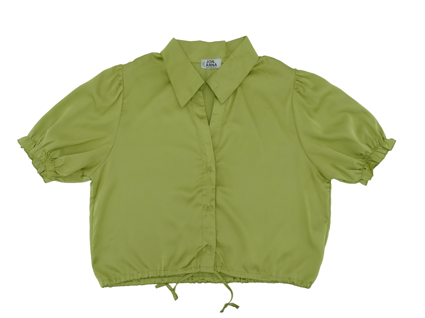 6930, Jon & Anna Women's Satin Crop Tie Blouse - S-XL