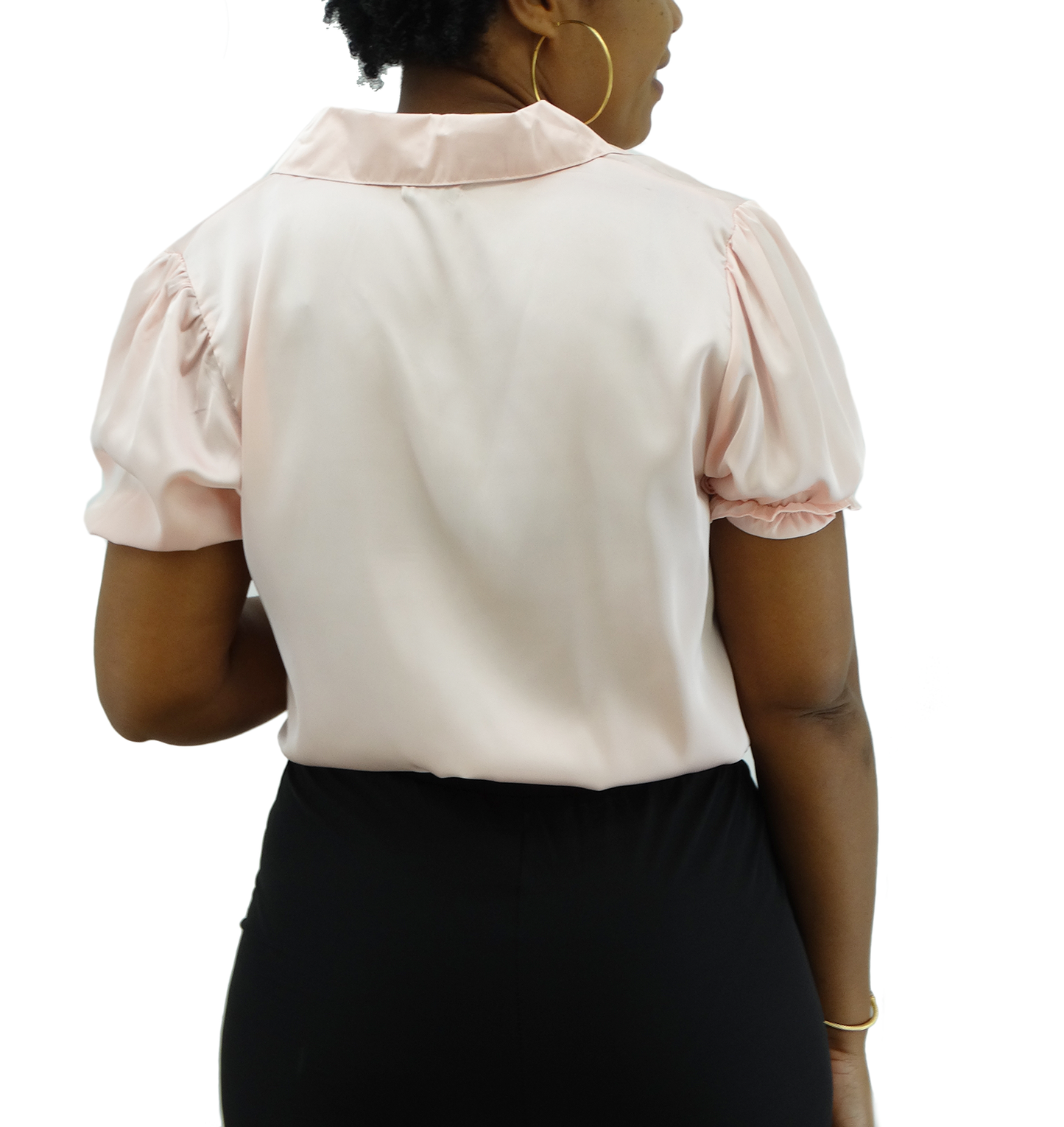 6930, Jon & Anna Women's Satin Crop Tie Blouse - S-XL