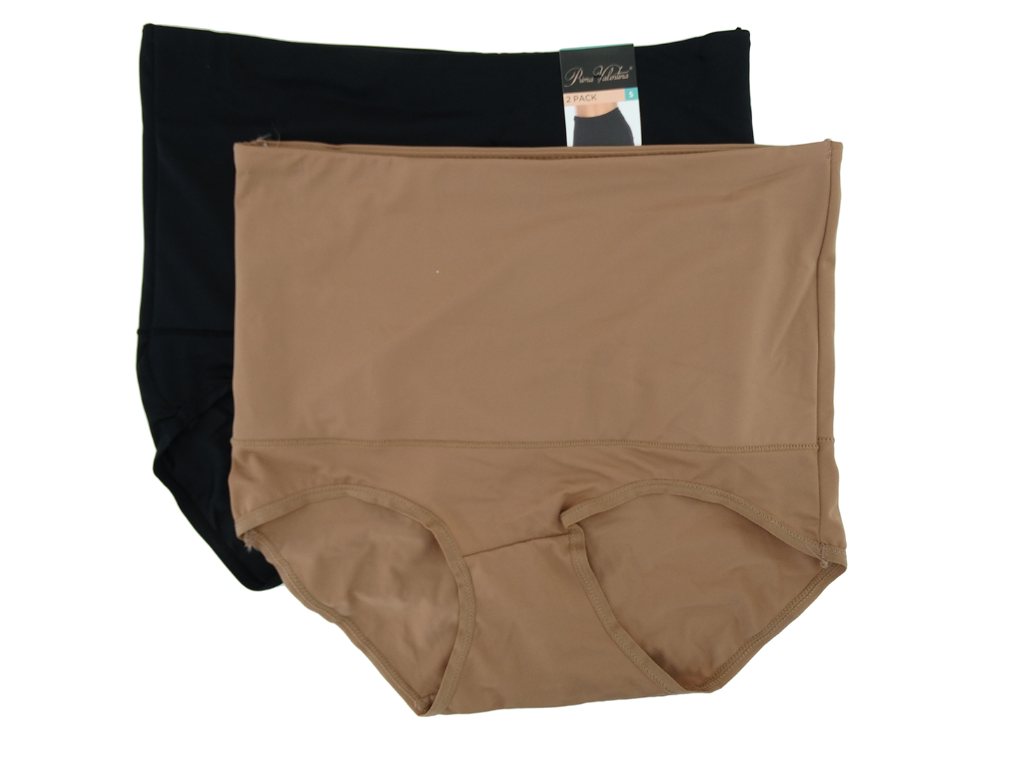 8M700022HI, Prima Valentina - Women's 2Pk High-waist Panties - Blk/Mocha Mousse (S-XL)