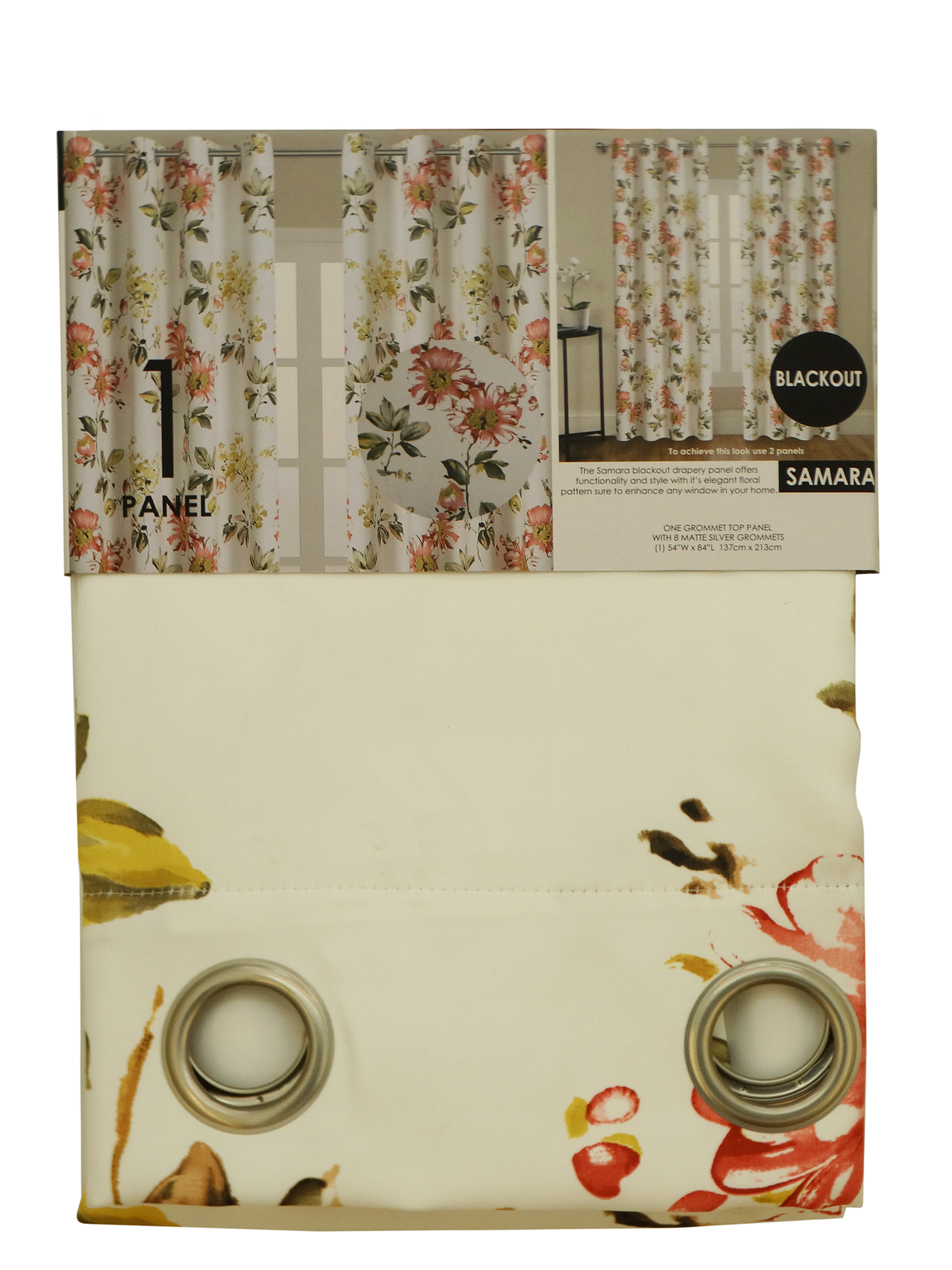 975284, Samara - Grommet Top Drapery Curtain 54"X84" Rose