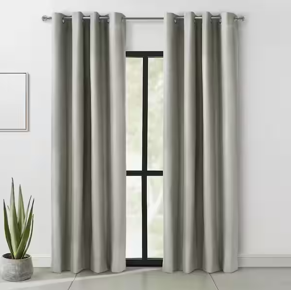 985276, One Solid Grommet Top Drapery Panel Twilight II Blackout Curtain (54X84 IN Silver Grey)