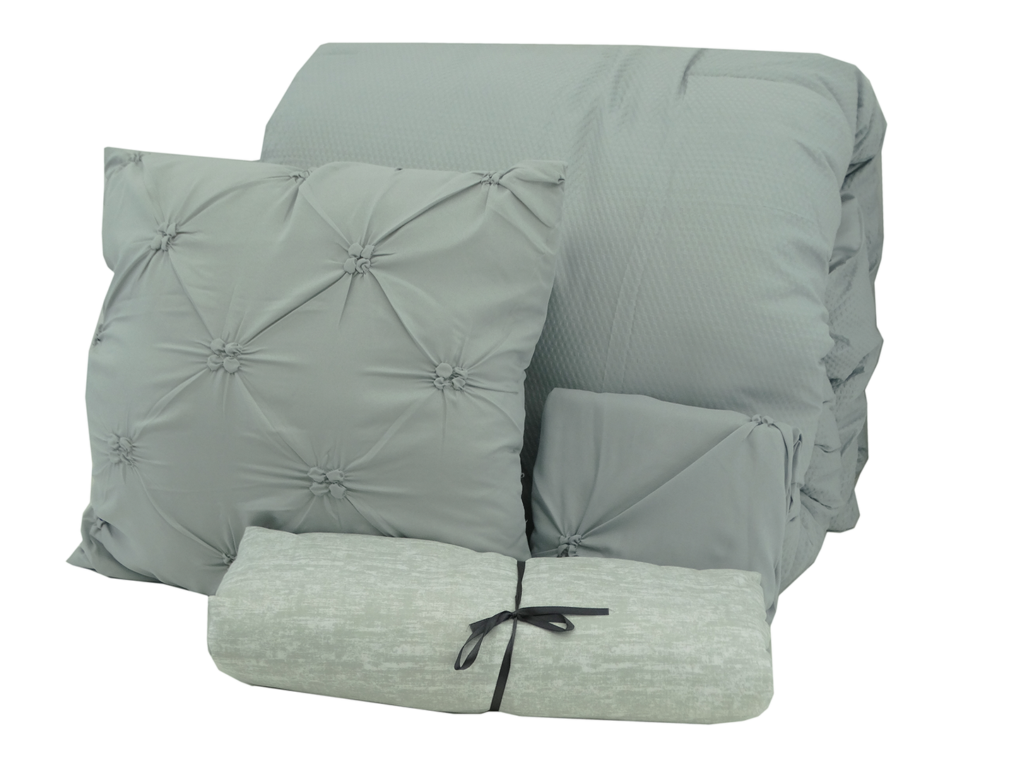 BCSQ42132BA Ryderwood - 10pc Queen Crinkle BIB Comforter Set - Lt. Grey