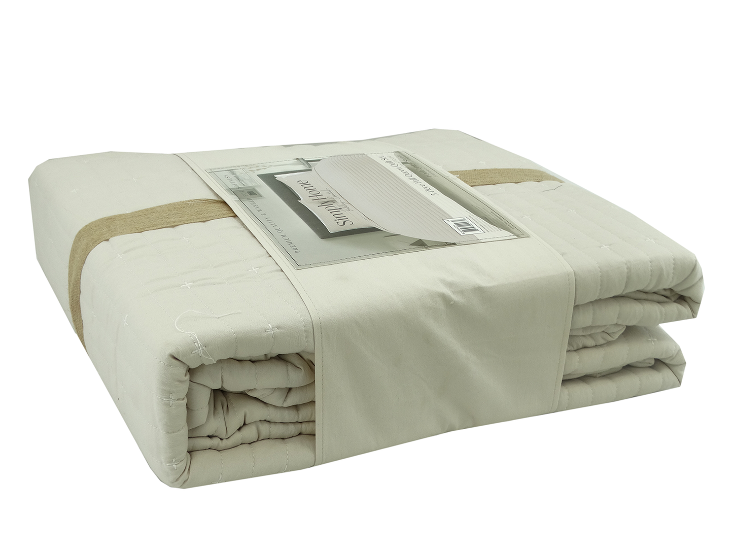 BCSK44239, Simply Home - 3Pc King Quilt Set Linen/Ivory