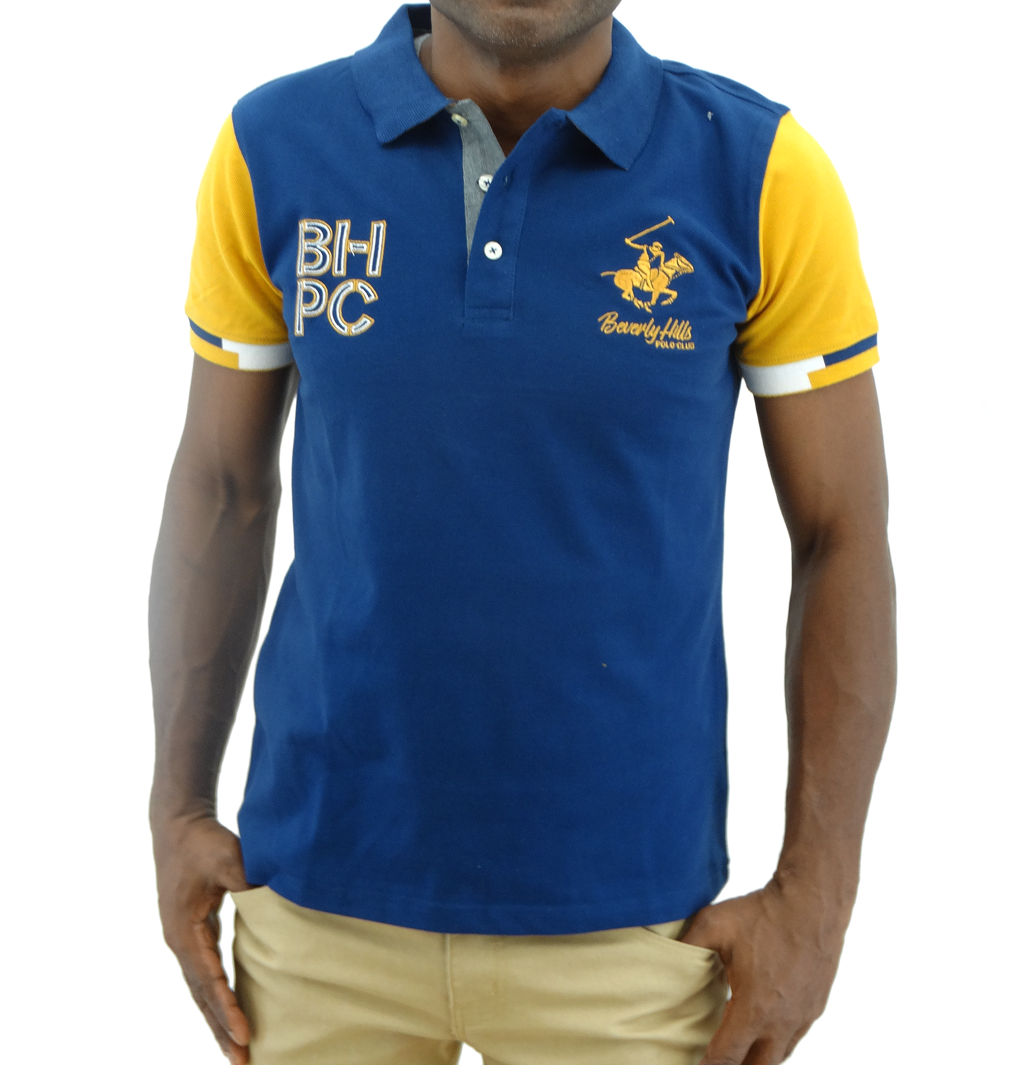 BMK31117, Beverly Hills - Men's Short Sleeve Polo Shirt - Indigo (S-XL)