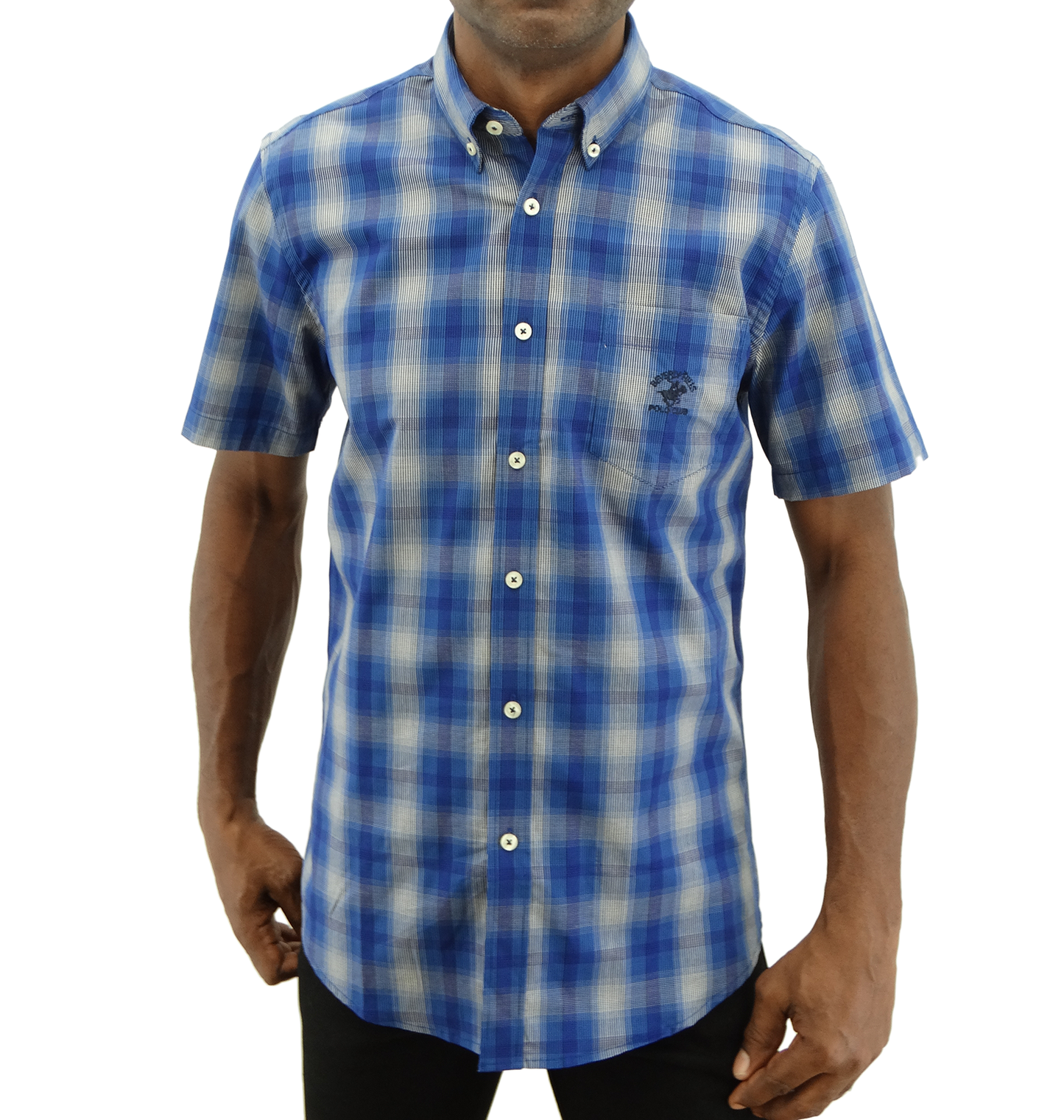BMS31205, Beverly Hills - Men's Classic Fit Short Sleeve Sport Shirt - Indigo (S-XL)