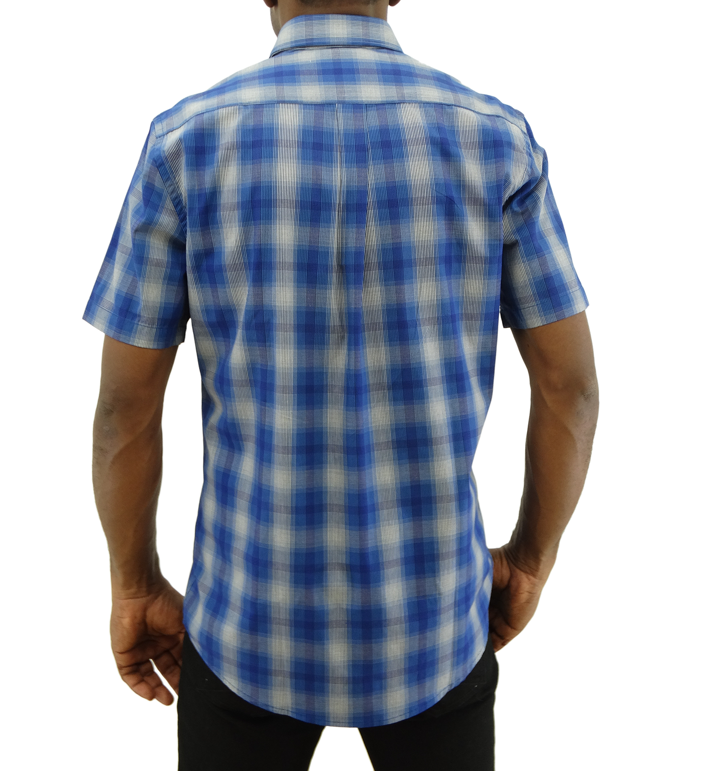 BMS31205, Beverly Hills - Men's Classic Fit Short Sleeve Sport Shirt - Indigo (S-XL)