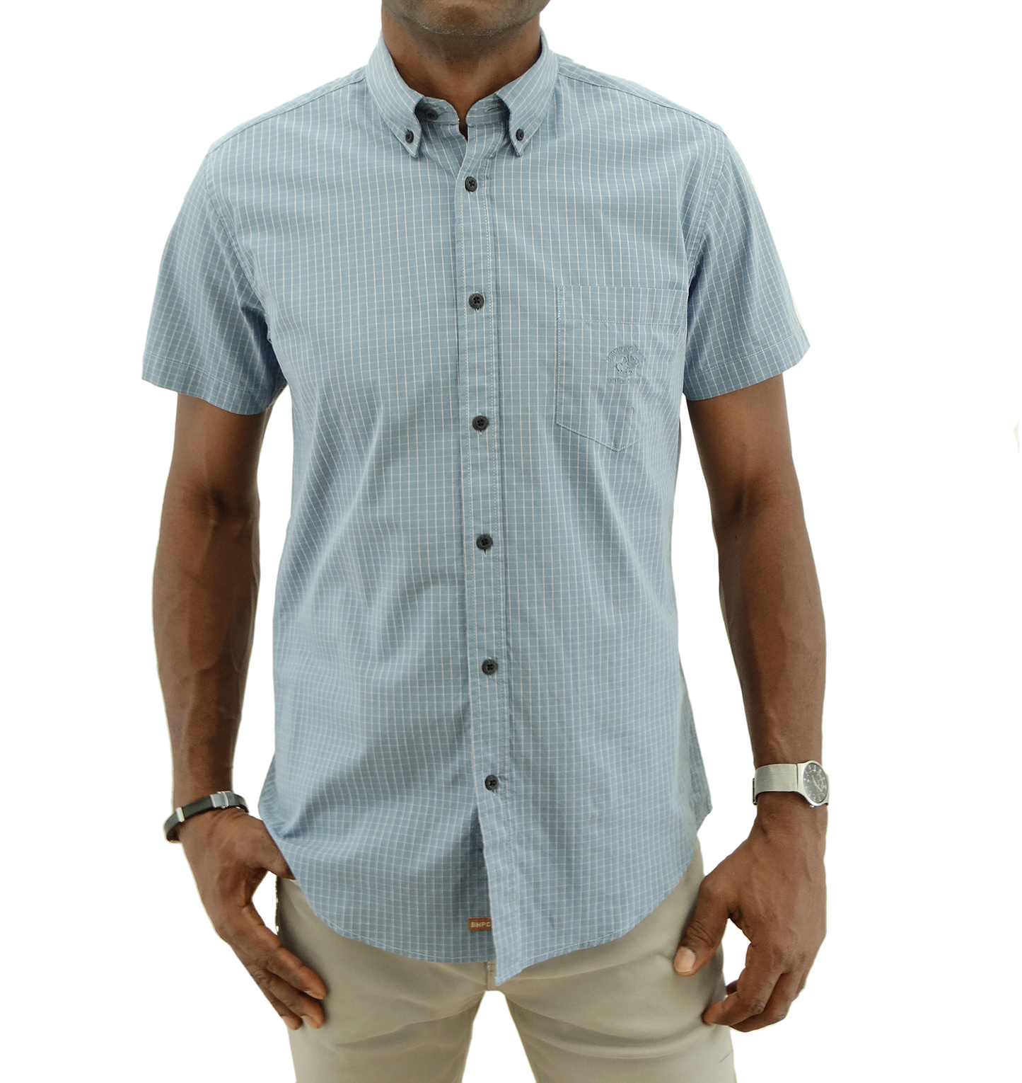 BMS51103, Beverly Hills - Men's Slim Fit Short Sleeve Sport Shirt - Dusk (S-XL)