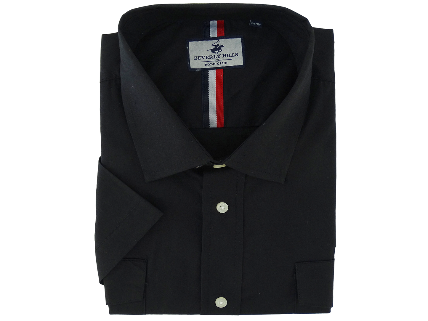 BXS30823, Beverly Hills - Men's Short Sleeve Sport Shirt [Big Size] Black