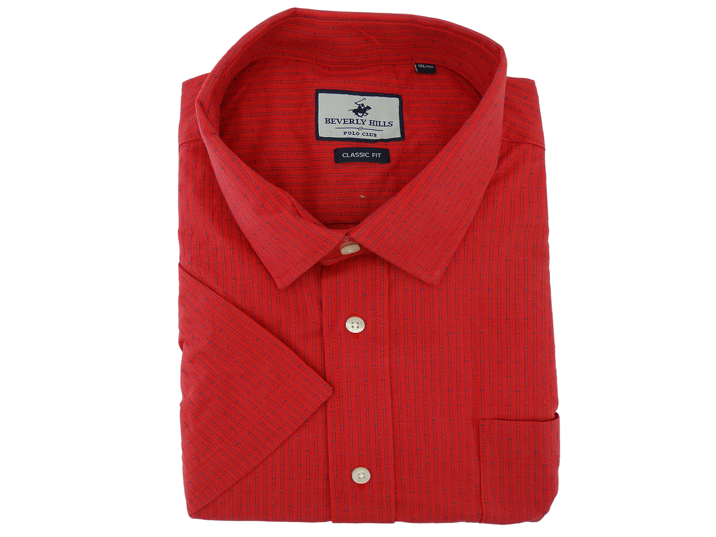 BXS30901, Beverly Hills - Men's Short Sleeve Sport Shirt [Big Size] Red 1X-3X