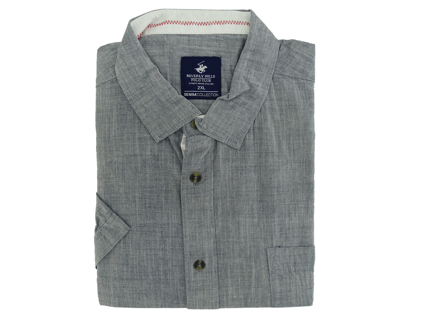 BXS50802, Beverly Hills - Men's Short Sleeve Sport Shirt - Navy [Big Size 1XL-4XL]