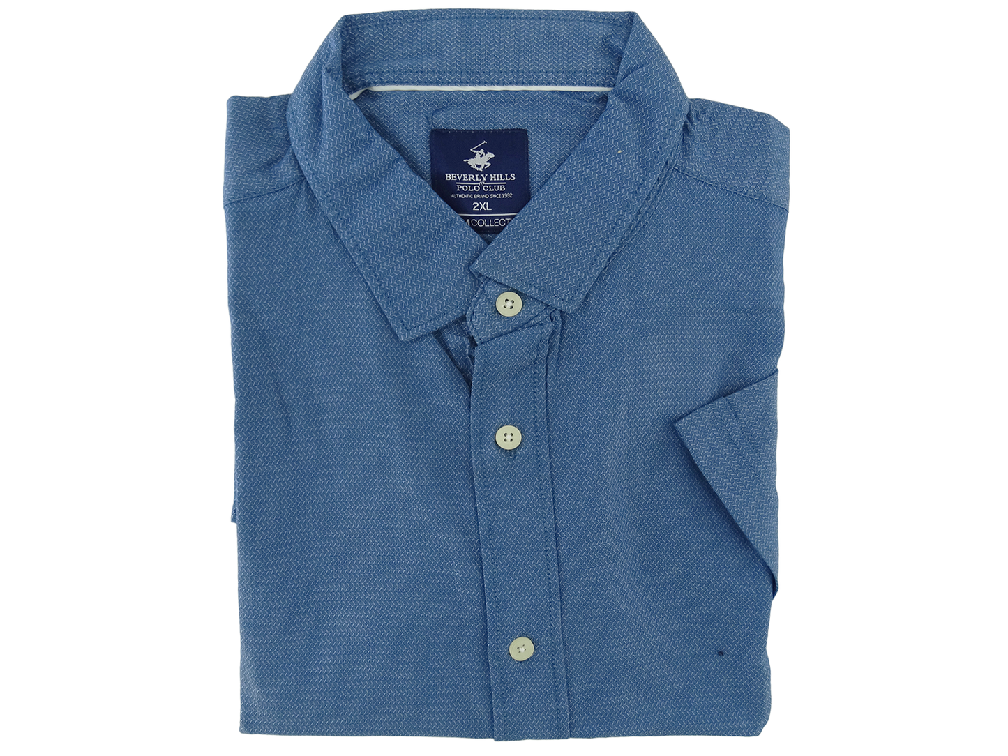 BXS50806, Beverly Hills - Men's Short Sleeve Sport Shirt - Medium Blue [Big Size 1XL-4XL]