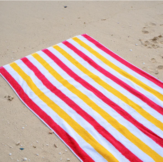 CABOCABANARY,Cabana Raspberry/Solar Power Beach Towel (30x70) Red/Yel