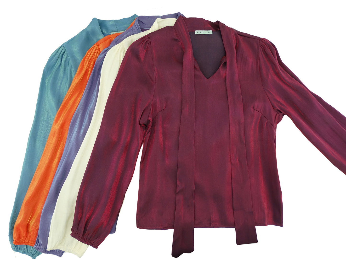 CL254, Cozzi, Women's L/Sleeve Blouse-Asstd-( S-XL)