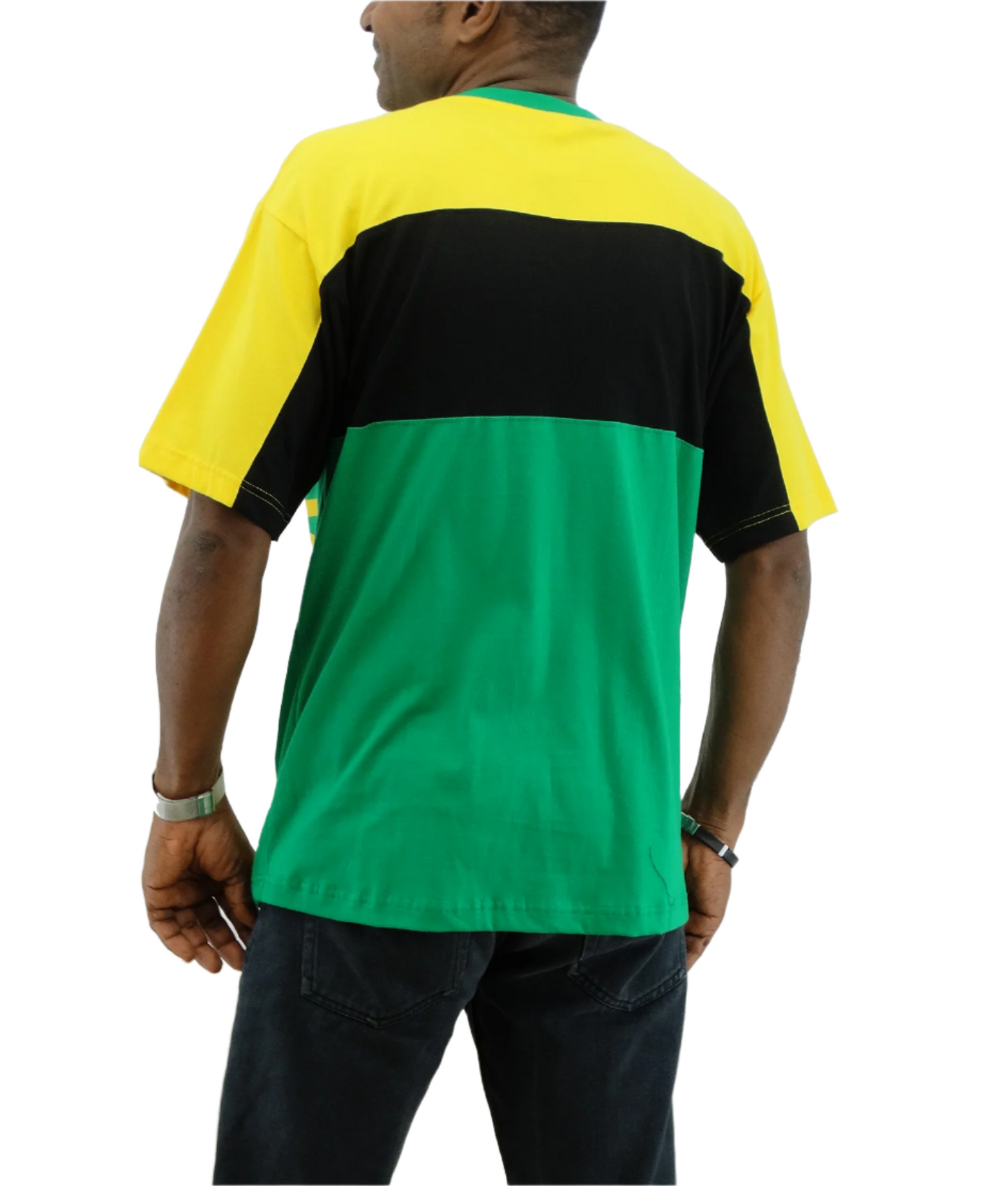 ME21300PTD, JA Color Printed T-Shirt Black, Green & Yellow S-XL