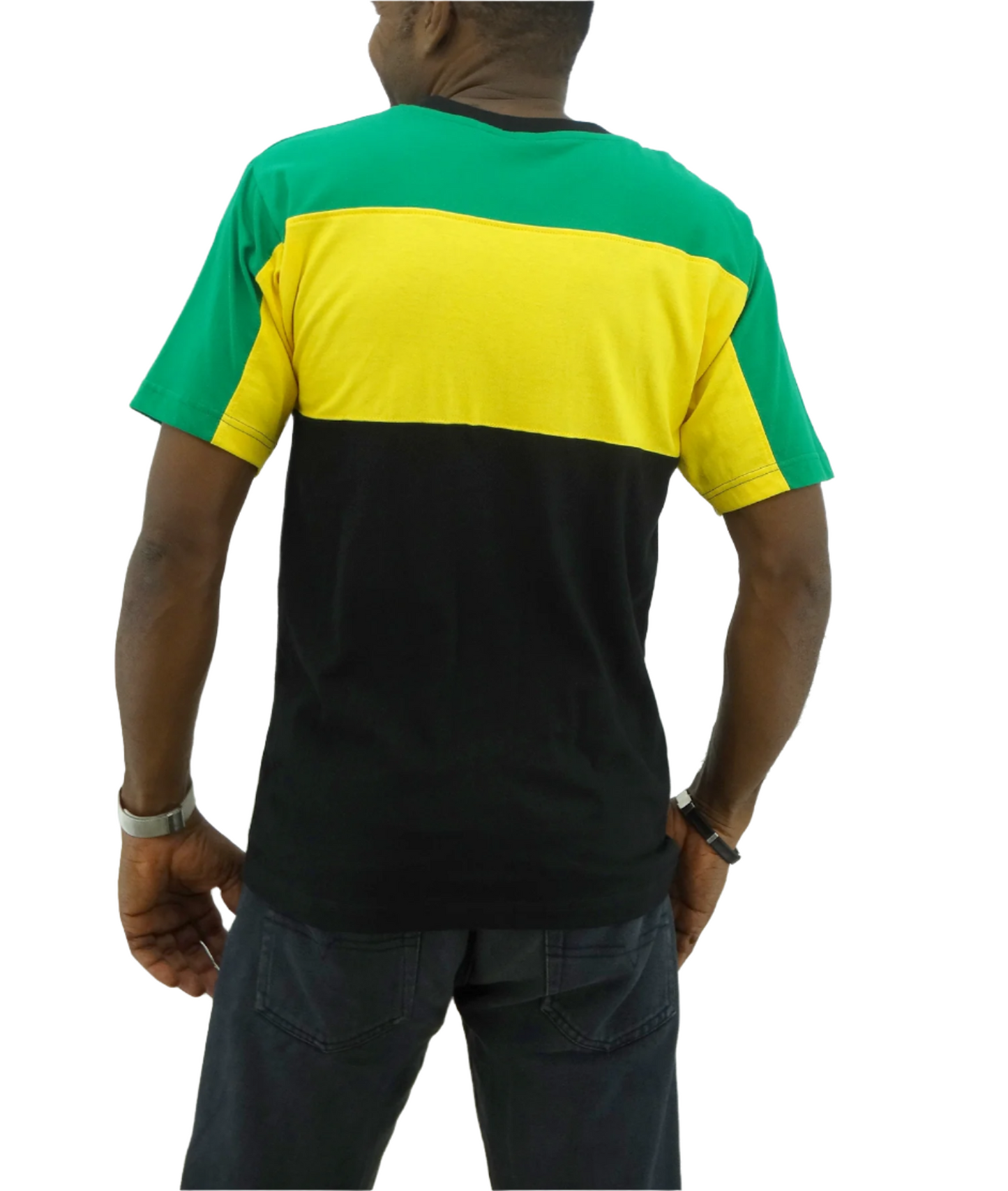 ME21300PTD, JA Color Printed T-Shirt Black, Green & Yellow S-XL