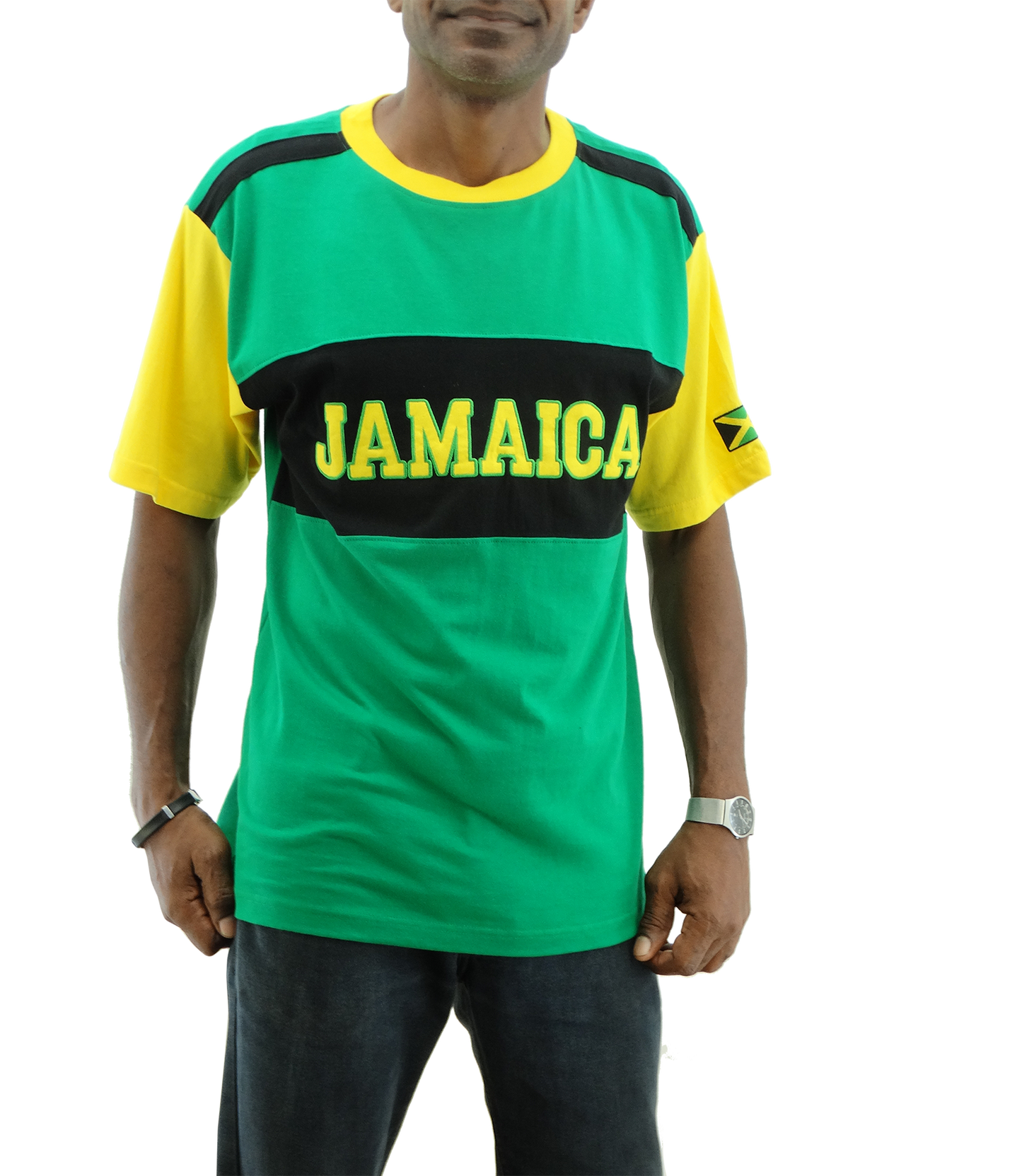 ME21250, Adult  Jamaican Color EMB T-Shirt Asst