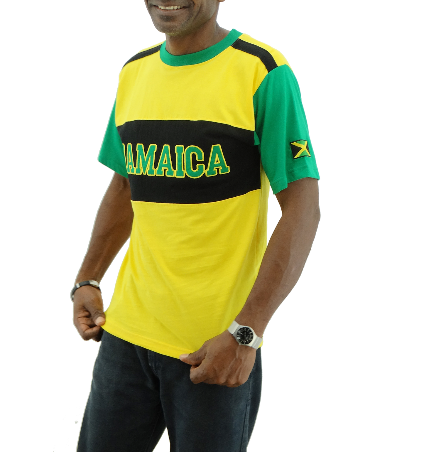 ME21250, Adult  Jamaican Color EMB T-Shirt Asst