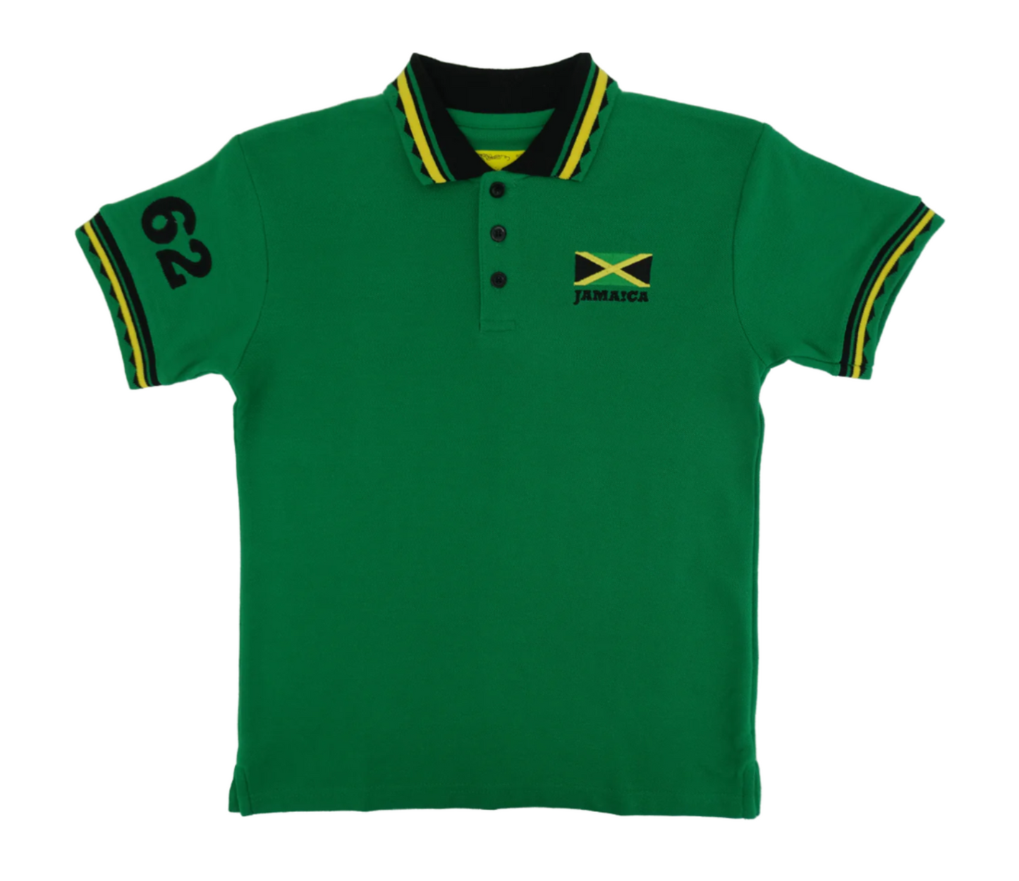 3247-62 Children Classic patch sleeve Polo Green, Yellow