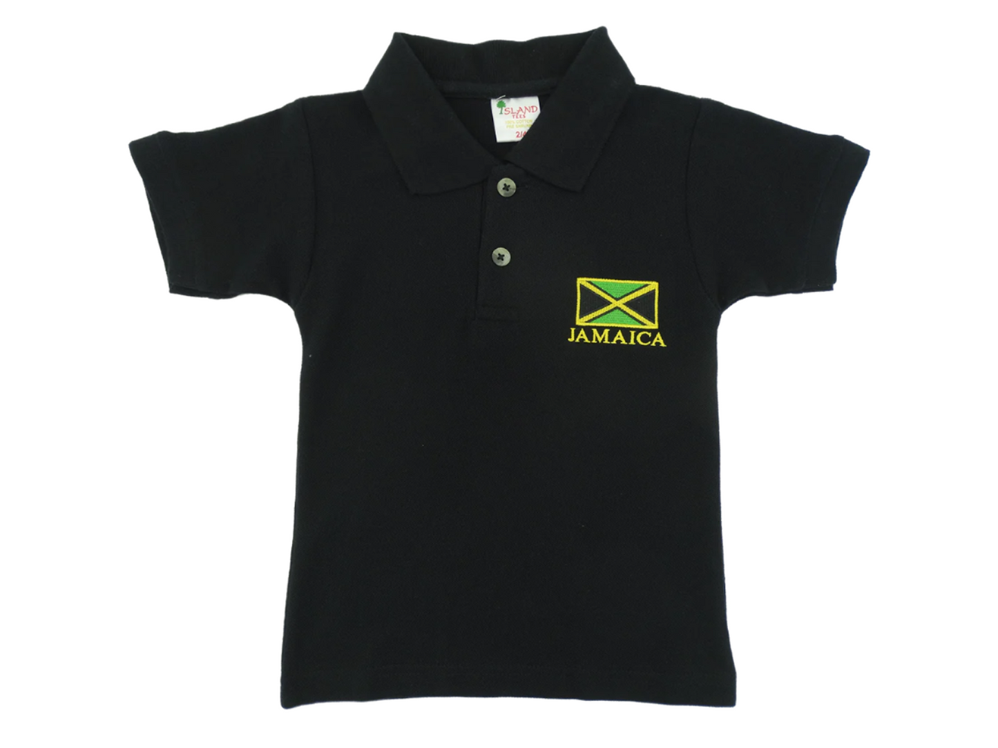 3247-104, Children Jamaican Colored Polo Black