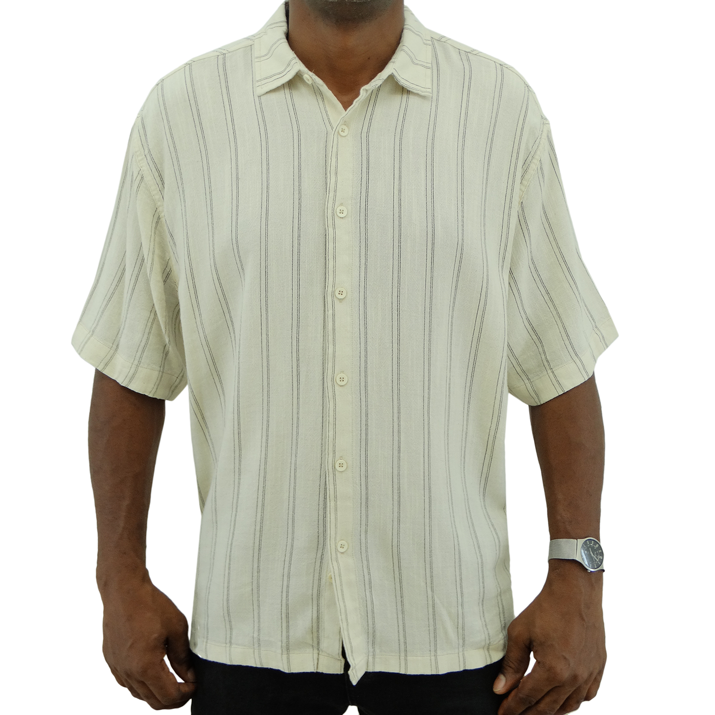 EG1862 , Twister - Men's S/S Relaxed Fit Striped Shirt - Natural (S-XXL)