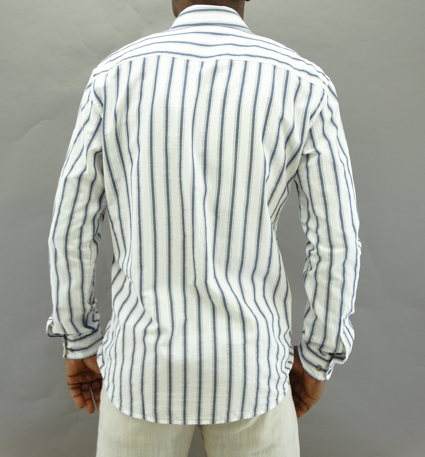 EG1866, Twister - Men's L/S Striped Shirt - White (S-XXL)