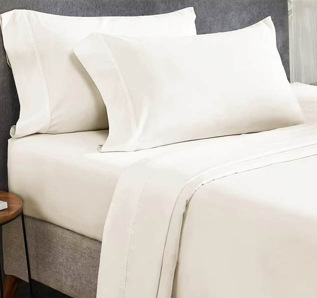 ESK45971, Caspian Living, 4Pc Solid Sheet Set (King) Ivory