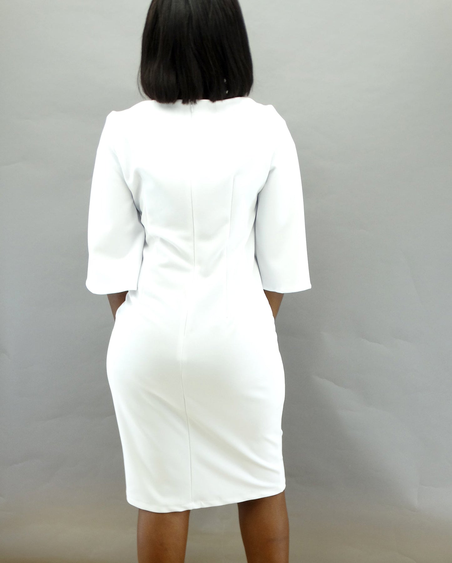 SCS383, ILE - Women's 3/4 Split Sleeve Dress w/Pleat Detail - (8-18)