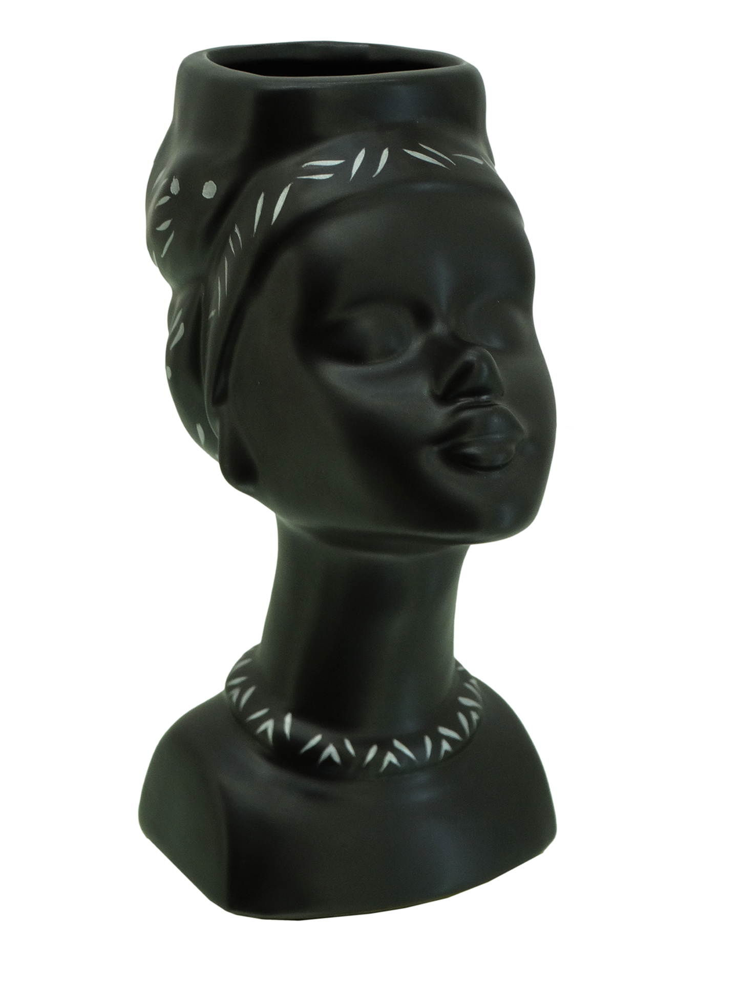 K1361, Ceramic Vase Large African Lady-Black