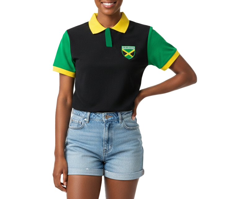 ME-11050W, Ladies Jamaican Color Polo T-Shirts Asst