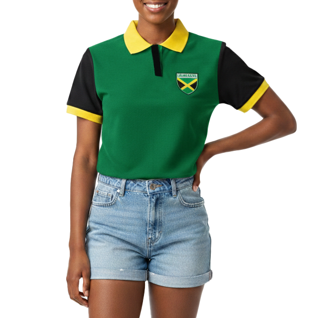 ME-11050W, Ladies Jamaican Color Polo T-Shirts Asst