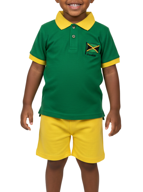 ME-8200K, Kids Jamaican colored out-fit Yellow/ Black