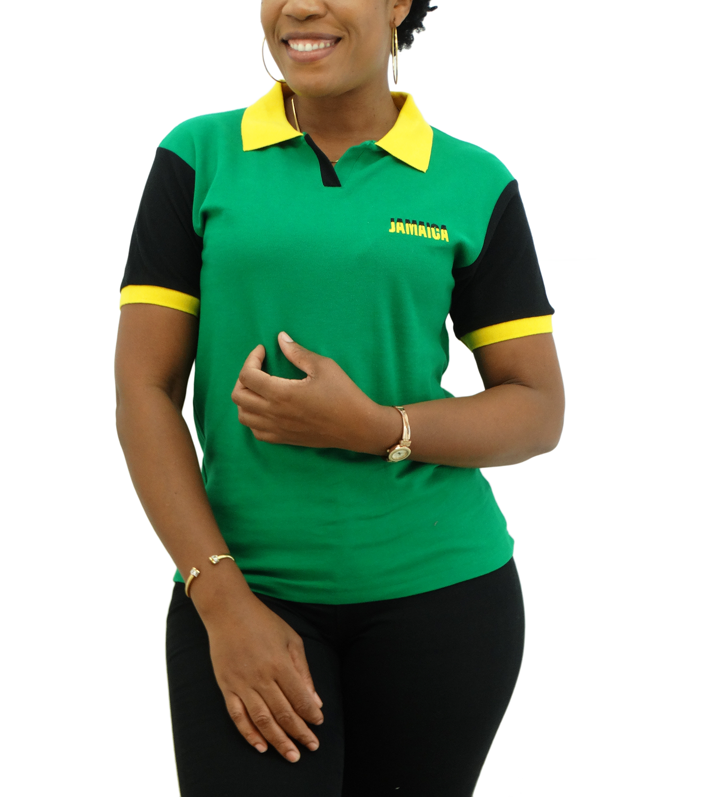 ME-11050W, Ladies Jamaican Color Polo T-Shirts Asst