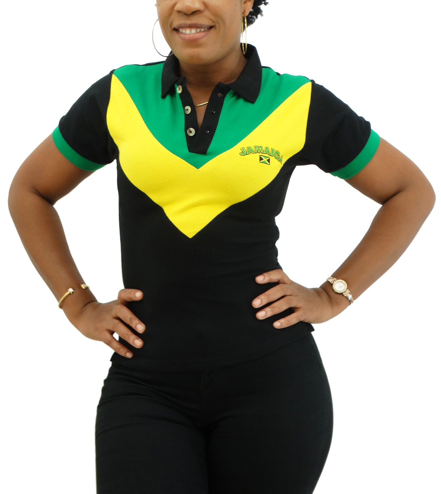 ME-23W, Ladies Jamaican Color Polo T-Shirts Asst