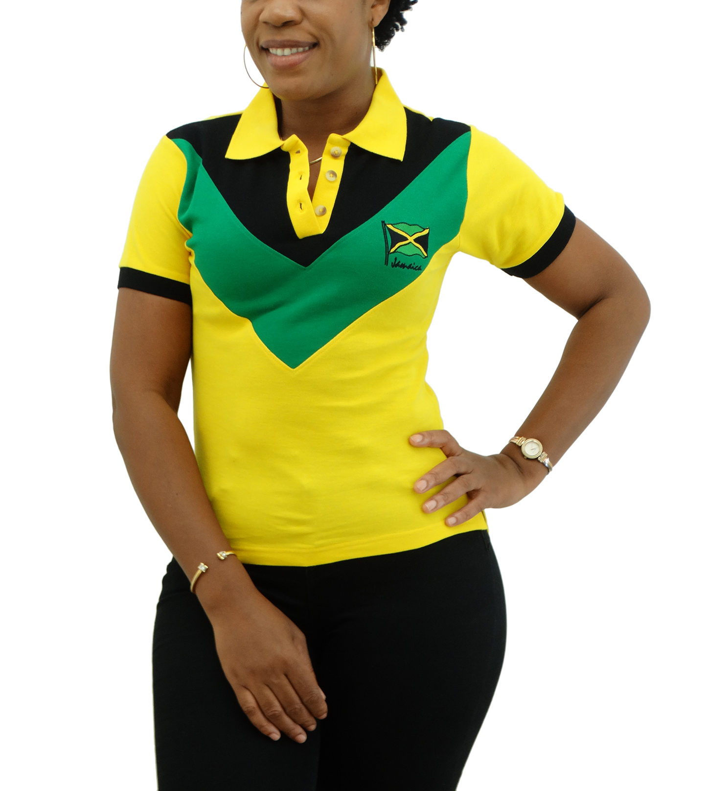ME-23W, Ladies Jamaican Color Polo T-Shirts Asst