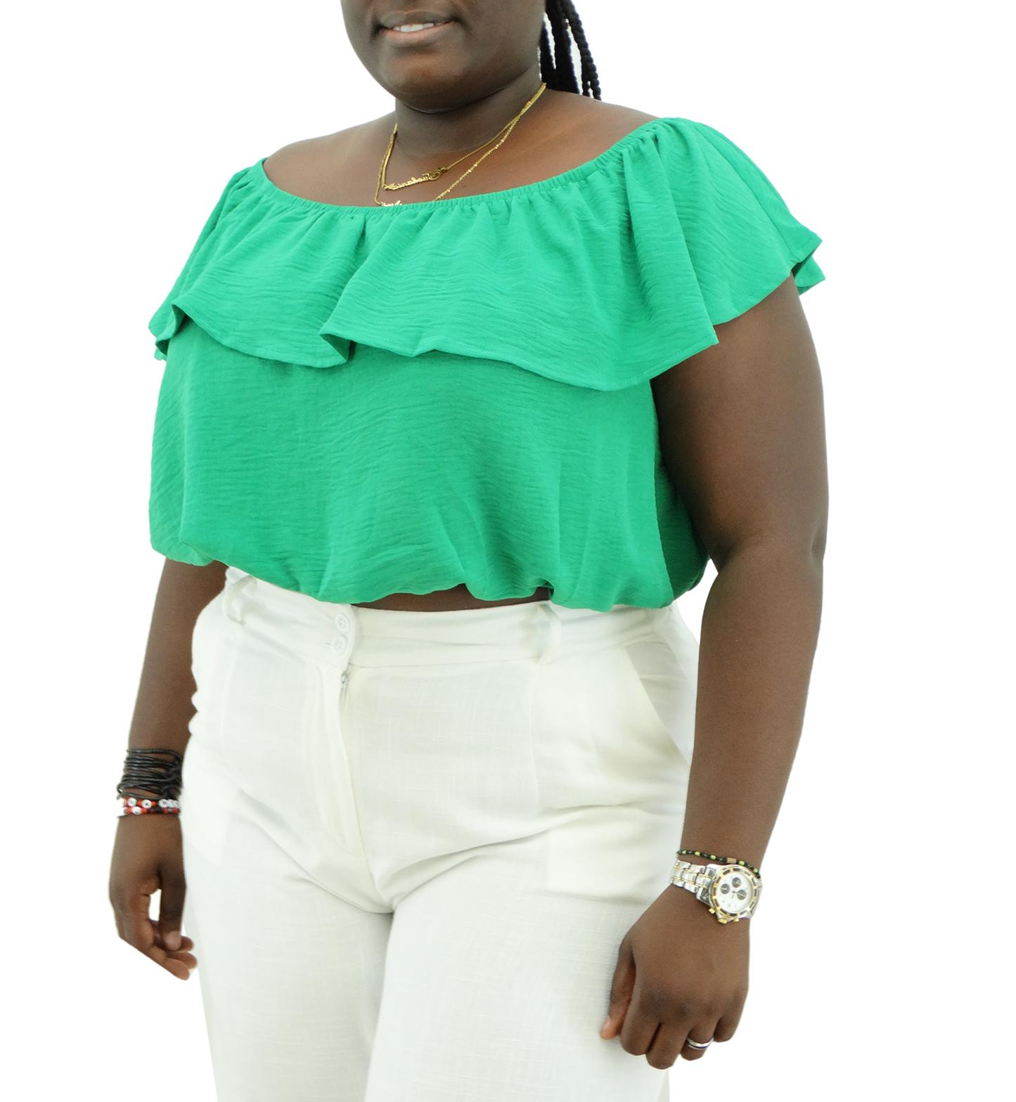 R602265P, Rokoko - Women's Solid Textured Off The Shoulder Crop Top