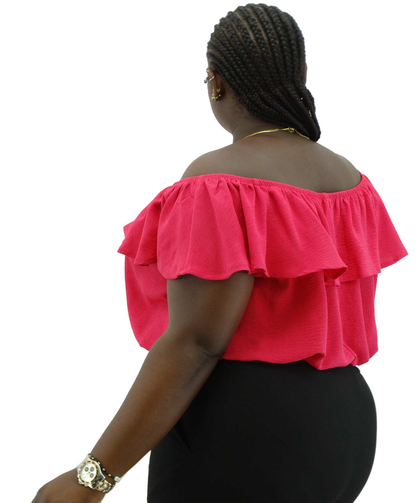 R602265P, Rokoko - Women's Solid Textured Off The Shoulder Crop Top