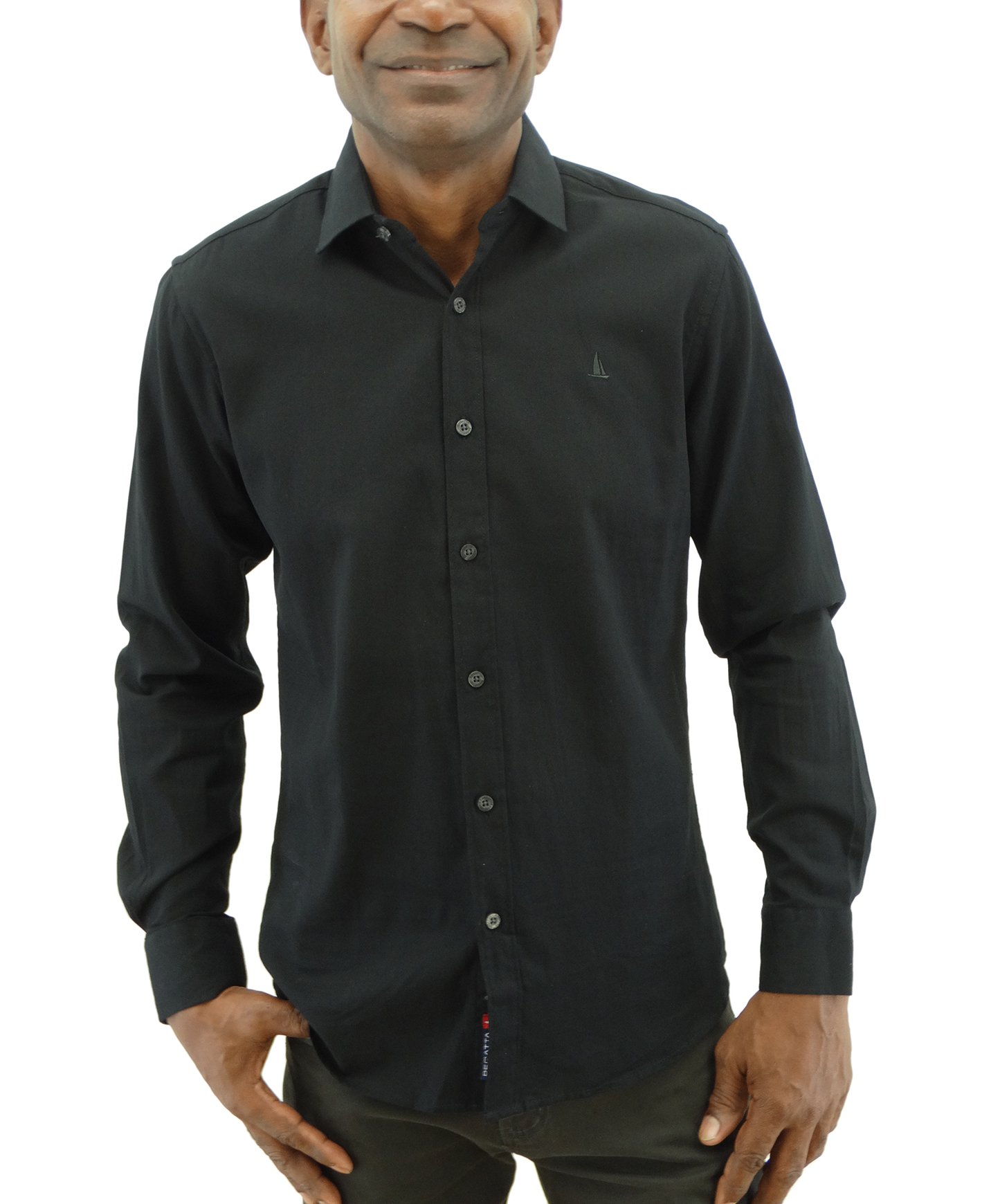 RMMS41116, Regatta - Men's Slim Fit Long Sleeve Sport Shirt - Black (S-XL)
