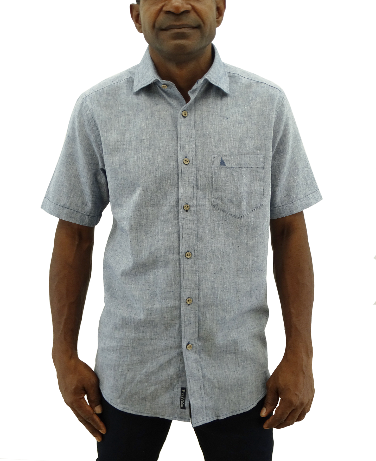 RMS31224, Regatta - Men's Classic Fit Short Sleeve Sport Shirt - Navy (S-XL)