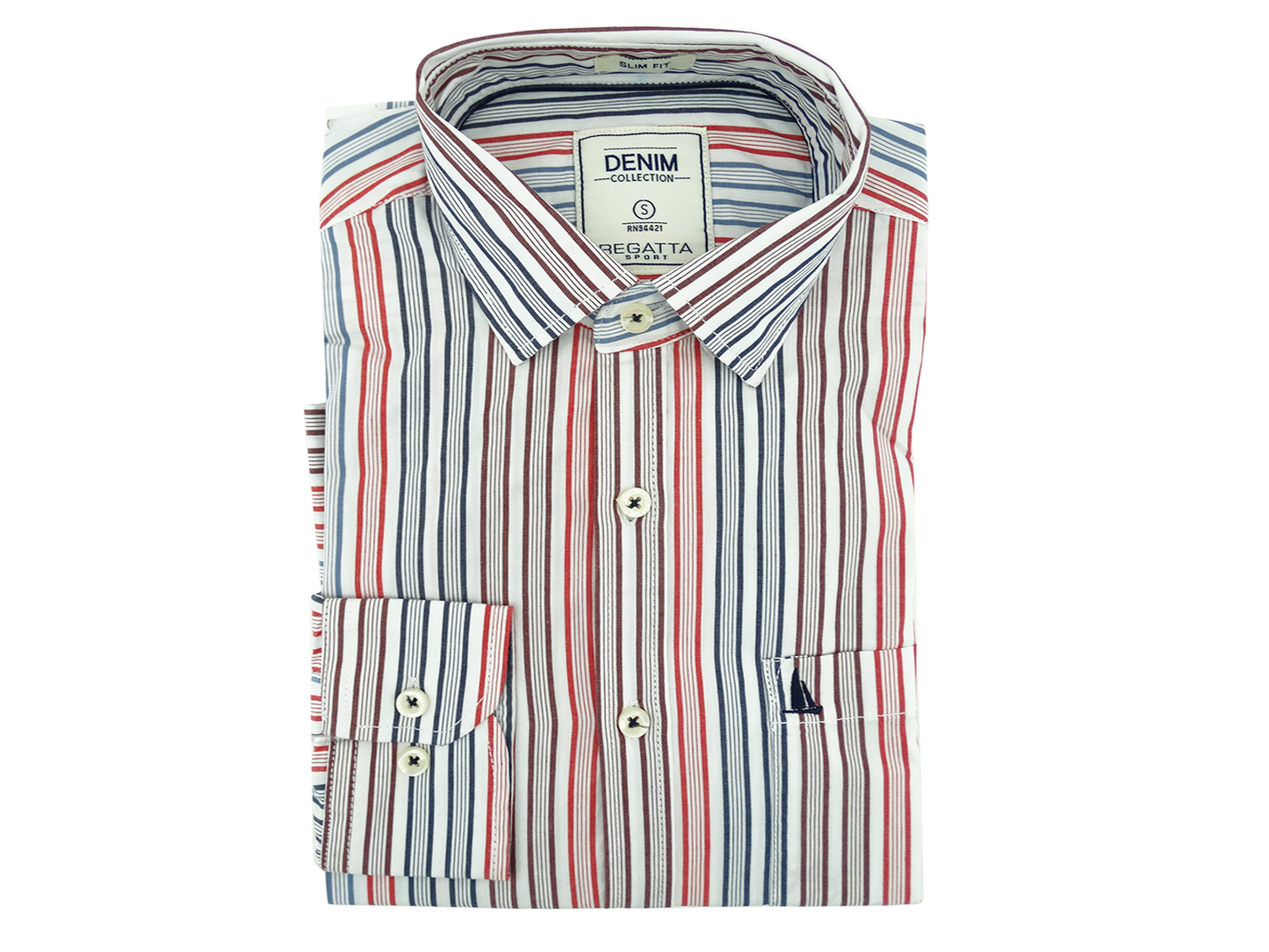 RMS61127, Regatta - Men's Slim Fit Long Sleeve Sport Shirt - Indigo (S-XL)
