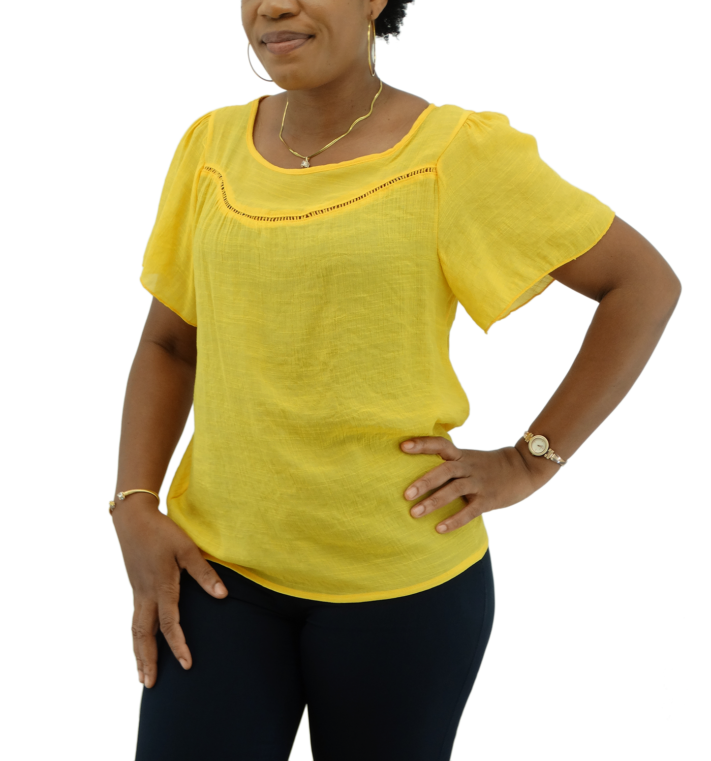 SM3241, Snowflake Women's S/S R/Neck Blouse ( M-XXL)