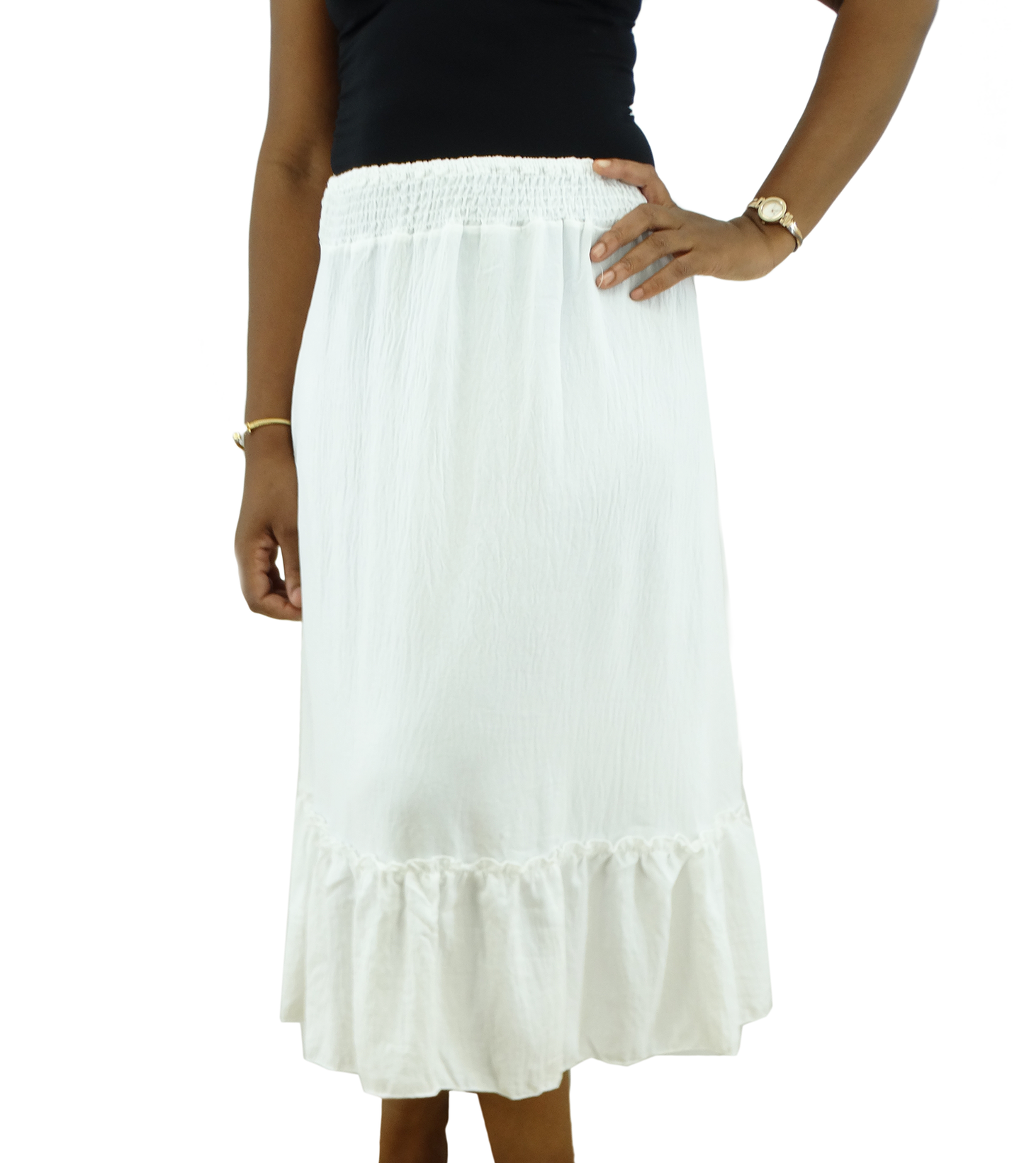 SM3844, SnowFlake - Airflow Solid Midi Skirt (S/M-L/XL) Assorted