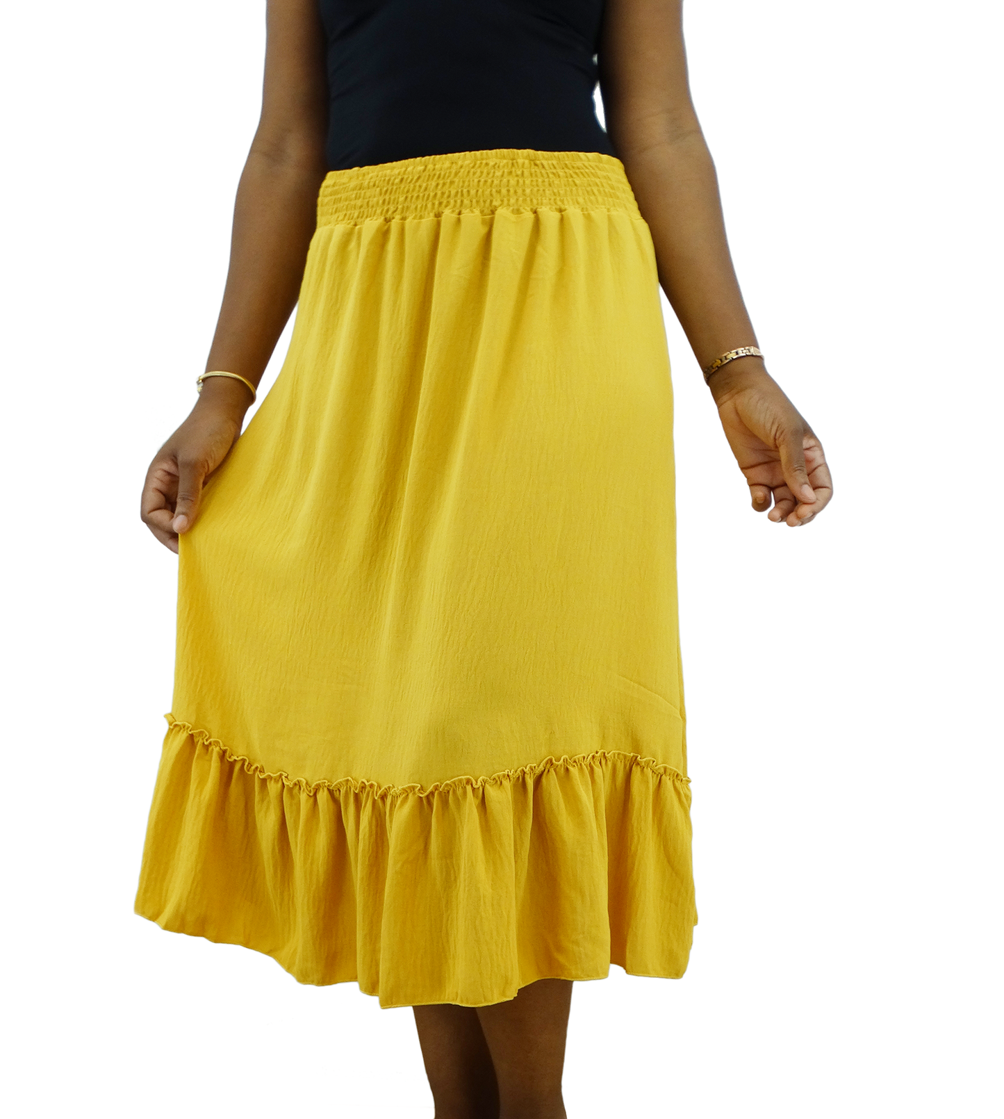SM3844, SnowFlake - Airflow Solid Midi Skirt (S/M-L/XL) Assorted
